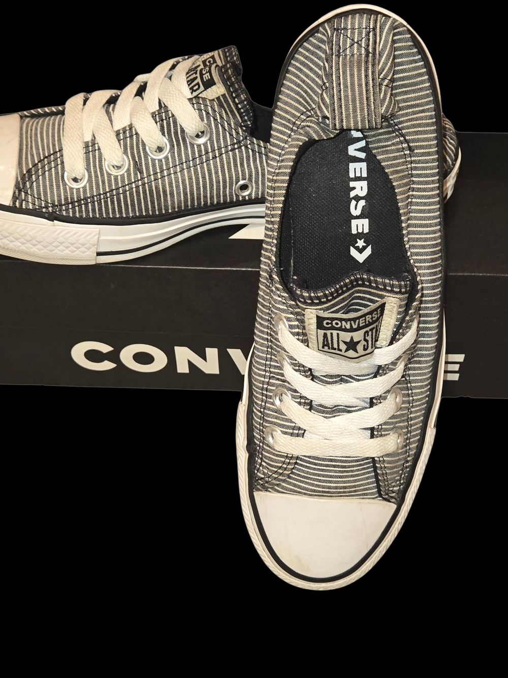 Converse All Star Low Top Stripe Canvas Sneakers - Black/White